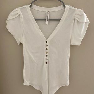 White Free People Mia bodysuit